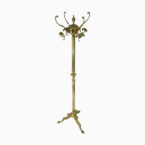 Italian Free Standing Coat Rack with Lion Paws in Brass