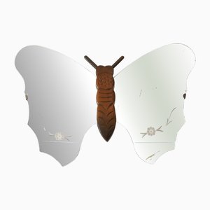 Vintage Butterfly Shaped Mirror with Wood