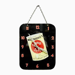Reloj publicitario de vidrio Soup Maconochies, años 20