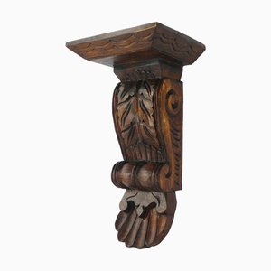 Étagère Murale Florale en Bois Sculpté avec Ornements