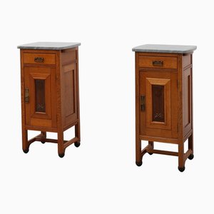 Art Nouveau Nightstands with Copper Plaquette attributed to Geo Verbanck, 1920s, Set of 2