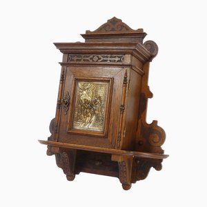 Apothicaire Antique en Bois avec Plaque en Cuivre