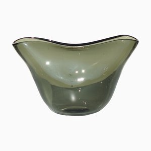 Italienische Murano Glas Vase in Rauchgrau, 1960er
