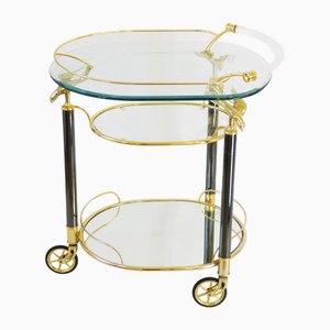 Italian Bar Cart with Three Tiers and Brass Birds, 1970s