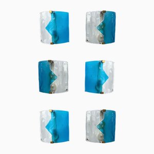 Apliques italianos de cristal de Murano azul de Itre, años 70. Juego de 2
