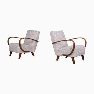Fauteuils Rembourrés en Bois Courbé par Jindrich Halabala, 1940s, Set de 2