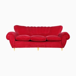 Art Deco Sofa in Velvet Fabric by Guglielmo Ulrich, Italy, 1930s