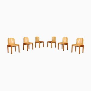 Dining Room Chairs in Ash and Plywood attributed to Afra and Tobia Scarpa, Italy, 1970s, Set of 6