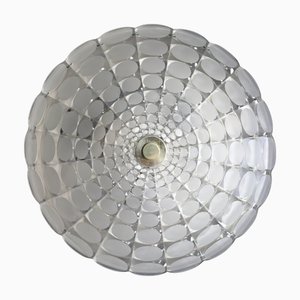 Mid-Century Space Age Round Flush Mount in Frosted Glass attributed to J. T. Kalmar for Kalmar, Austria, 1960s