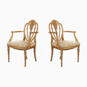 Hepplewhite Armlehnstühle aus Satinwood, England, 1880er, 2er Set