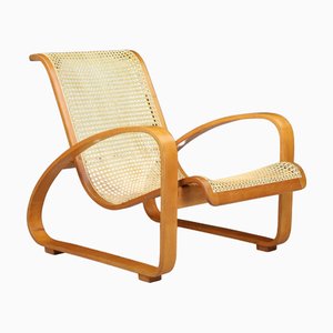 Mid-Century Bentwood and Cane Lounge Chair by Ditta Porino, Italy, 1960s
