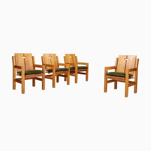 Butaca Mid-Century moderna de olmo y terciopelo verde, Francia, años 70