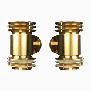 Mid-Century Modern Brutalist Brass Wall Sconce, Prague, 1960s