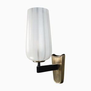 Art Deco Glass and Brass Wall Sconce, Germany, 1940s
