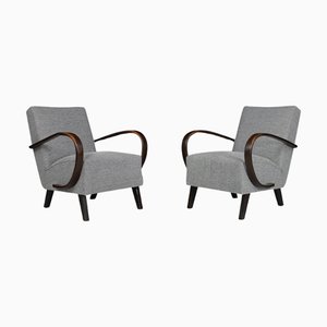 Sillones de madera curvada de Jindrich Halabala, años 40. Juego de 2