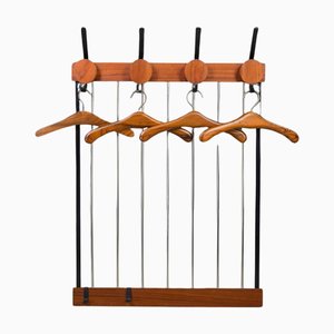 Attaccapanni Mid-Century moderno in acciaio nero e teak, Germania, anni '60