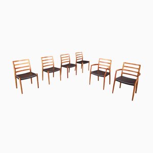 Model 85 Dining Room Chairs attributed to Niels Otto Møller for J. L. Møller Mobelfabrik, 1960s, Set of 6