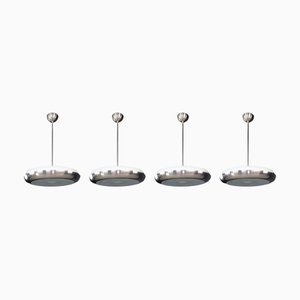 Suspension en Chrome Patiné, Métal et Verre attribuée à Josef Hurka pour Napako, 1940s