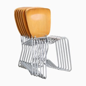 Sedie impilabili Aluflex attribuite ad Armin Wirth per Hans Zollinger Sohne, Svizzera, anni '60, set di 6