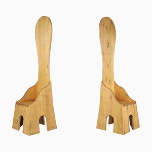 Fratina Chairs in Pine attributed to Mario Ceroli for Poltronova, 1970s, Set of 2