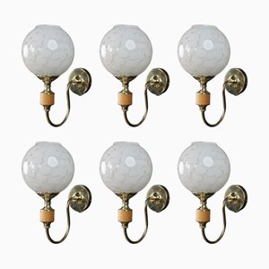 Mid-Century Modern Brass and Art Glass Wall Sconce, Czech Republic, 1970s
