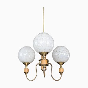 Mid-Century Modern Kronleuchter aus Messing & Kunstglas, Tschechische Republik, 1970er