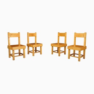 Mid-Century Beechwood Chairs, France, 1950s, Set of 4