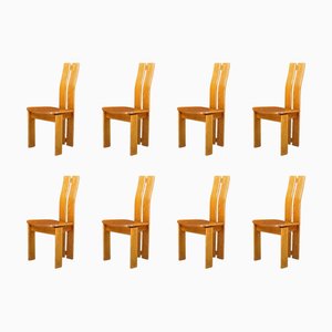 Sillas de comedor esculturales de fresno, Francia, años 70. Juego de 8