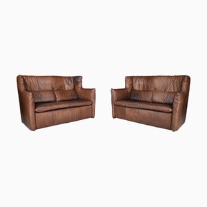 Leather Sofas attributed to Gerard van den Berg for Montis, Netherlands, 1970s, Set of 2