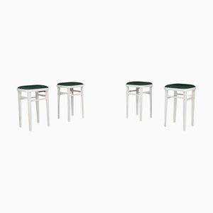 Art Deco Stools with Original Fabric, Czechoslovakia, 1930s, Set of 4