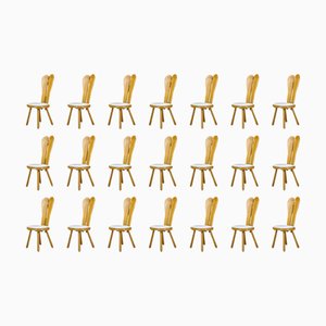 Brutalist Dining Chair in Oak with Bouclé Upholstery, France, 1950s