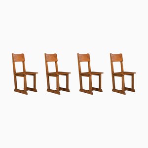 Sillas de comedor francesas de roble, Francia, años 50. Juego de 4