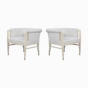 Large Art Nouveau Armchairs in Bouclé Upholstery, Austria, 1910, Set of 2