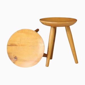 Französische Mid-Century Ulmenholz Tabourets Frankreich, 1950er, 2er Set