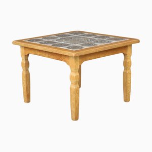 Table d'Appoint Scandinave en Chêne avec Plateau en Carrelage, Danemark, 1950s
