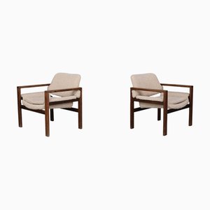Poltrone moderne in quercia con rivestimento Teddy, Scandinavia, anni '60, set di 2