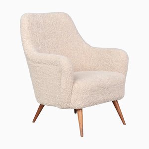 Sillón Mid-Century moderno grande de tapicería New Teddy, Italia, años 50