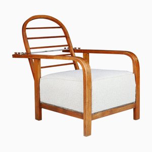 Sillón ajustable de madera curvada atribuido a Jan Vaněk, Chequia, años 30