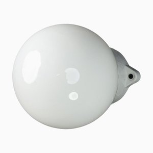 Bauhaus Porcelain Base and Opaline Glass Ceiling Light, Germany, 1930s