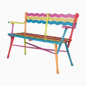 Banc Mid-Century en Hêtre Peint, France, 1960s