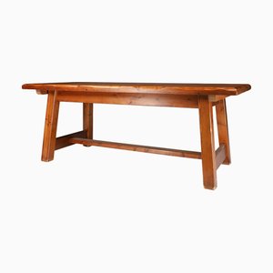 Mesa de comedor francesa Mid-Century de pino, años 70