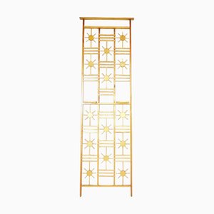 French Pine Room Divider with Sunburst Accents, 1960s