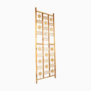 Mid-Century French Pine Room Divider with Sunburst Accents, 1960s