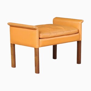 Modern Scandinavian Cognac Leather Ottoman attributed to Hans Olsen for CS Møbler., Denmark, 1960