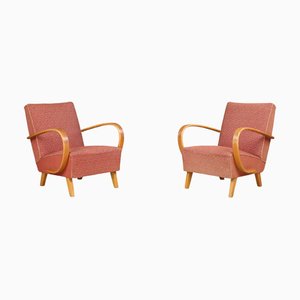 Armchairs with Blond Bentwood Arms & Upholstery from Jindřich Halabala, 1940s, Set of 2