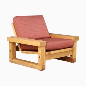 Mid-Century Modern Pine Lounge Chair, France, 1970s
