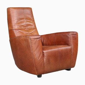 Vintage Leather Lounge Chair attributed to Gerard Van Den Berg, the Netherlands, 1970s