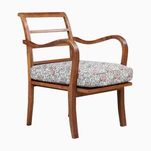 Art Deco Sessel mit Original floralem Bezug, Tschechoslowakisch, 1930er