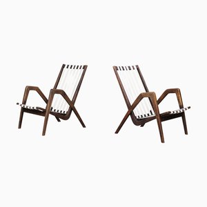 Skulpturale Moderne Sessel aus Eiche von Jan Vaněk, Czech, 1940er, 2er Set