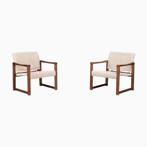 Lounge Chairs in Pine and Teddy Fabric attributed to Karin Mobring, Sweden, 1970s, Set of 2